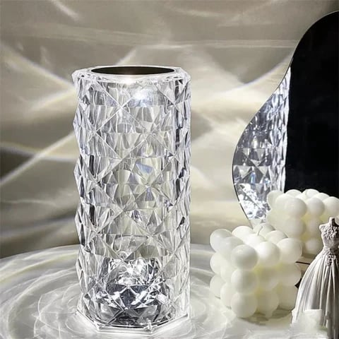 Premium Crystal Table Lamp - Modern Diamond Prism Light for Home Decor & Bedside