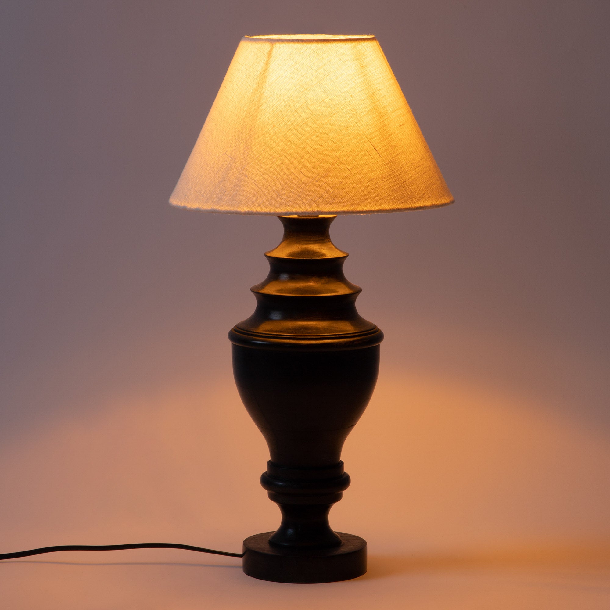 Vintage Handcrafted Wooden Table Lamp – Warm Ambient Light