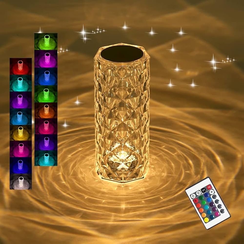 Premium Crystal Table Lamp - Modern Diamond Prism Light for Home Decor & Bedside