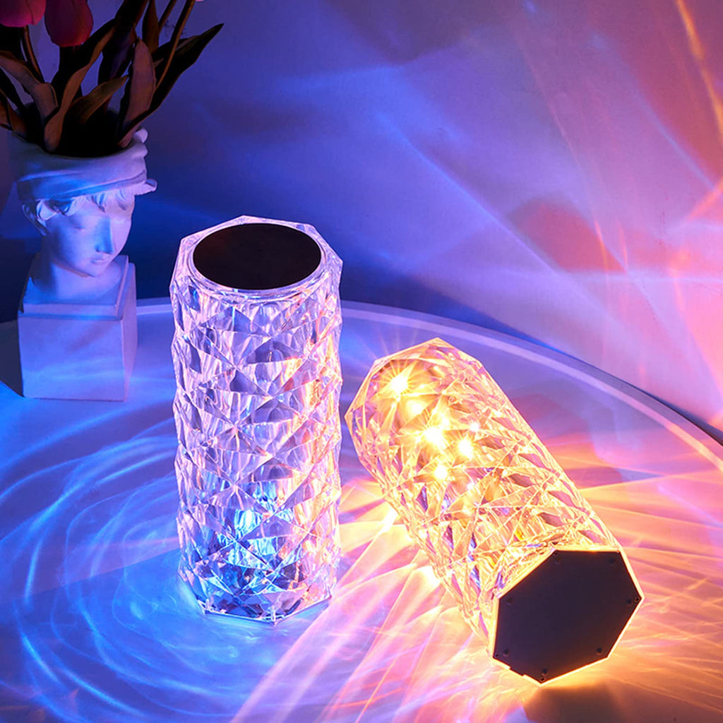 Premium Crystal Table Lamp - Modern Diamond Prism Light for Home Decor & Bedside