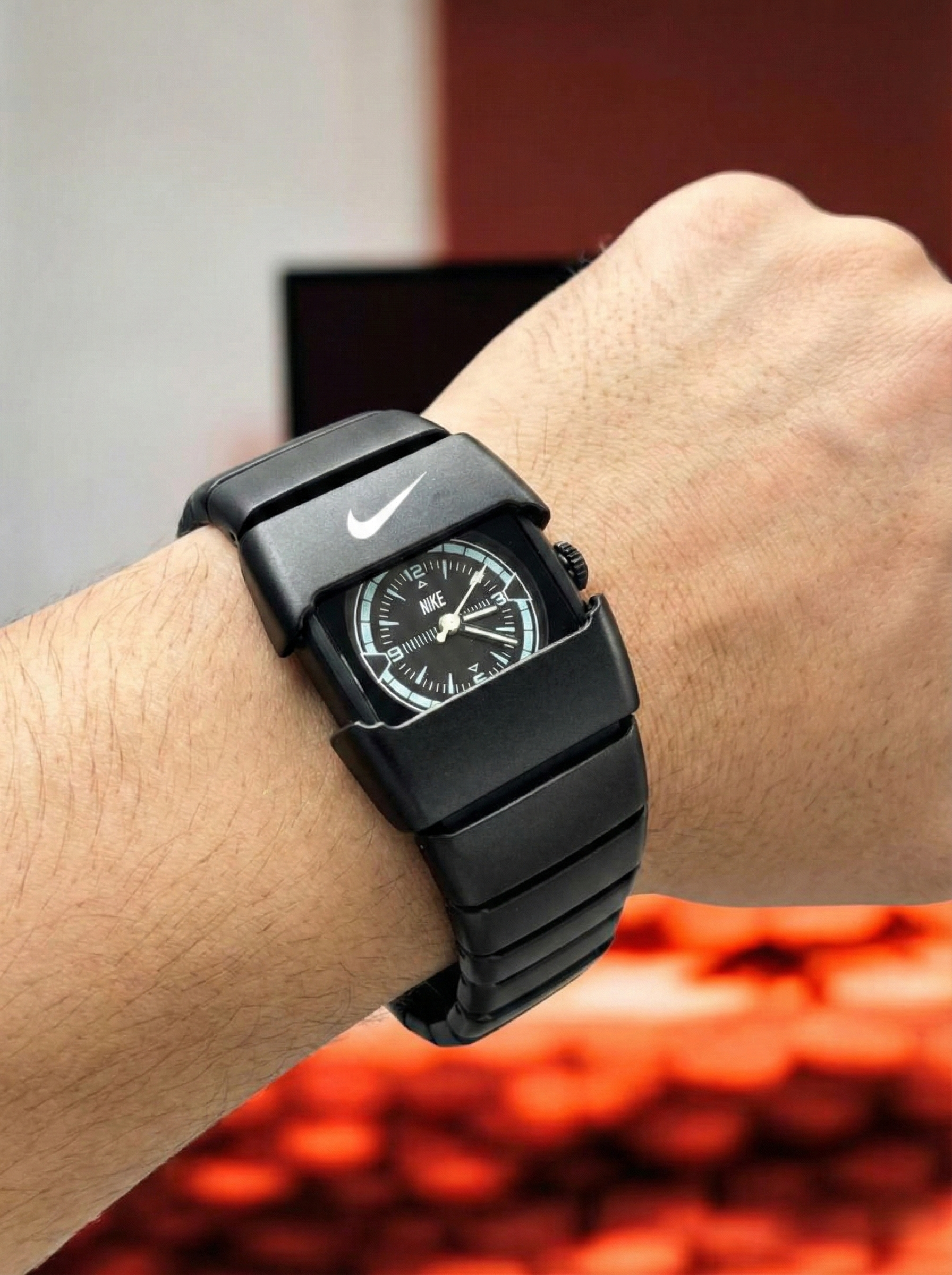 Nike Y2K Armored Analog Watch | Silver | Black