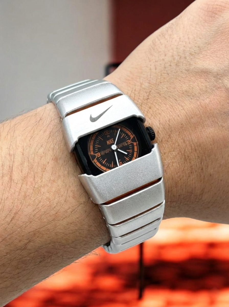 Nike Y2K Armored Analog Watch | Silver | Black