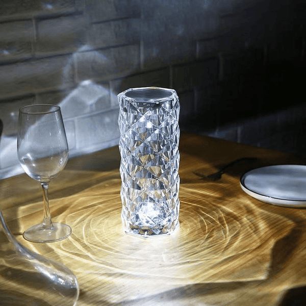 Premium Crystal Table Lamp - Modern Diamond Prism Light for Home Decor & Bedside
